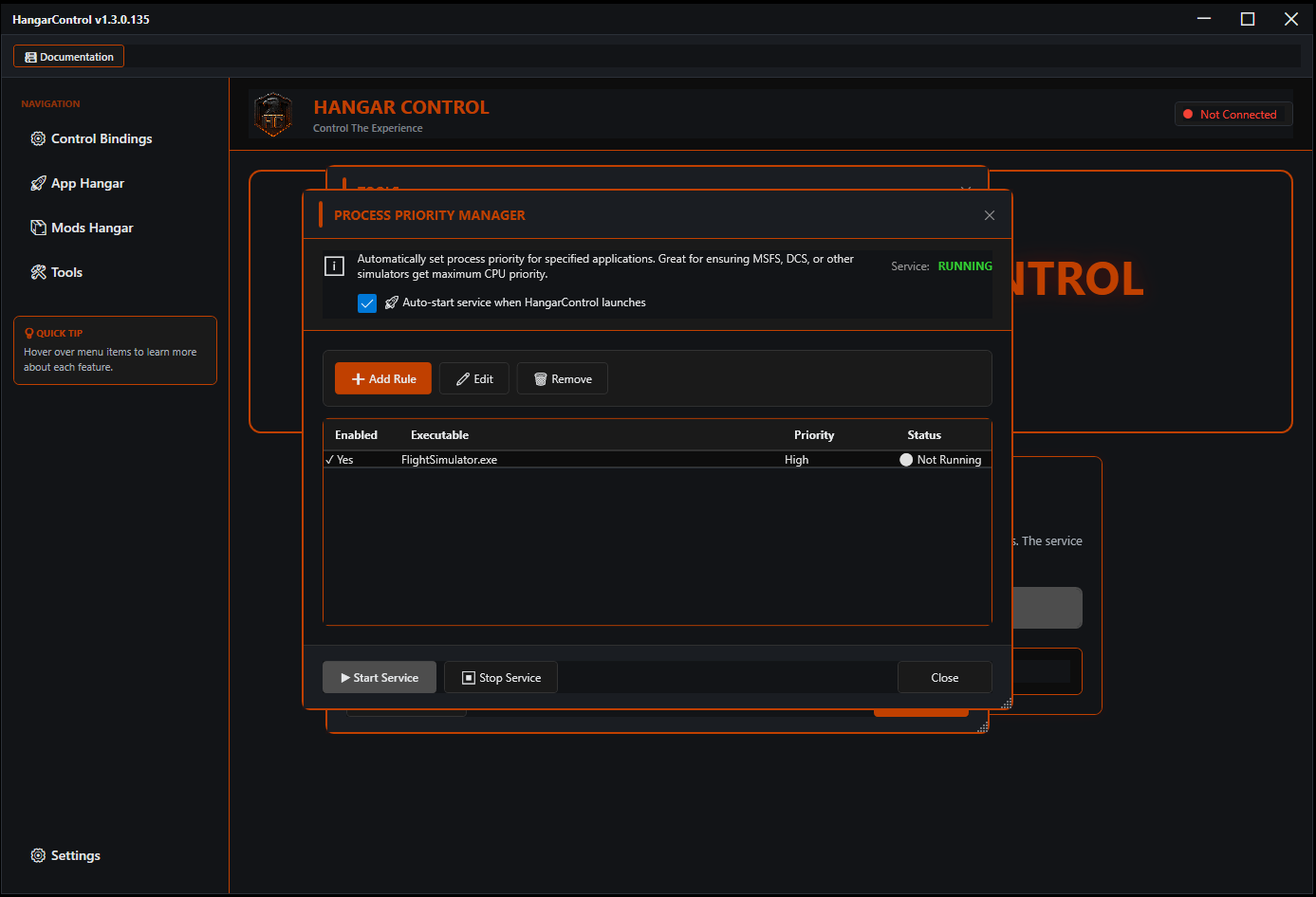 Process Priority Manager with FlightSimulator.exe rule set to High priority
