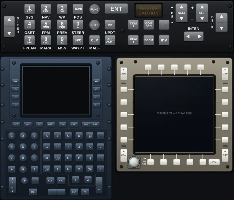 A-10C UFC, CDU keypad and MFCD bezel touch panel gauges